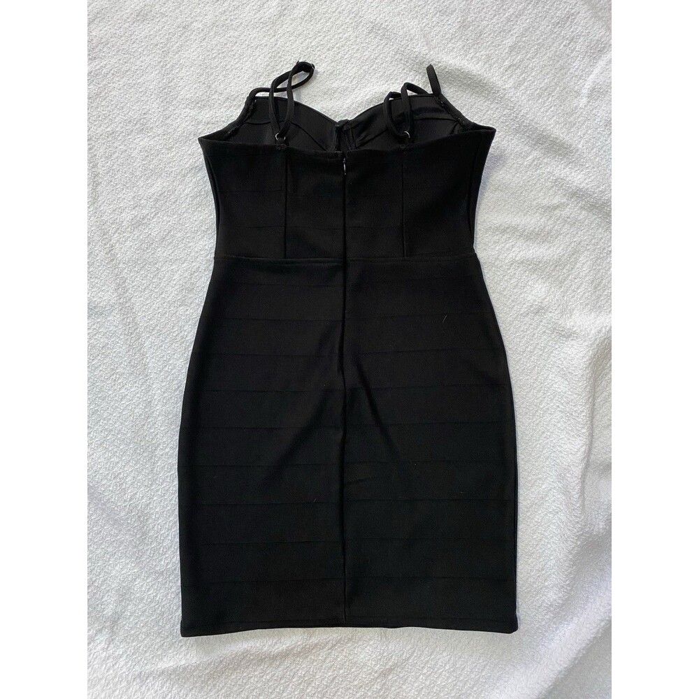 Haute Monde Black Bandage Bustier Bodycon Mini Dress Size L Coquette Y2K Party - Picture 3 of 9